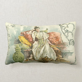 Viktorianische Dame mit Buch, von einer Lendenkissen