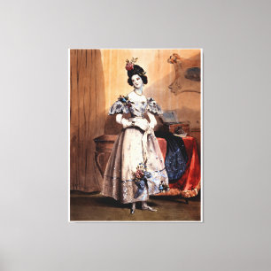 Viktorianische Dame mit floralen Verzierungen - El Leinwanddruck