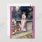 Viktorianische Dame mit Hundekatzen Postkarte (Vorne/Hinten)