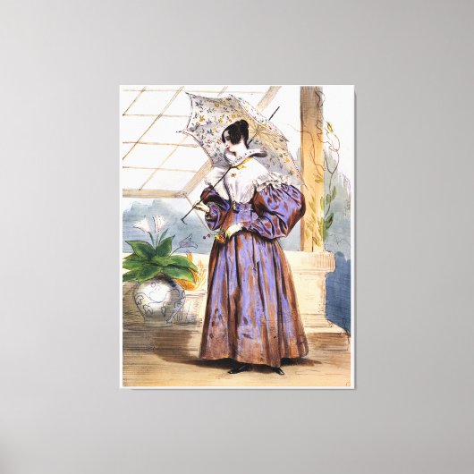Viktorianische Dame mit Parasol - Eleganter Garten Leinwanddruck (Vorderseite)