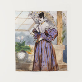 Viktorianische Dame mit Parasol - Eleganter Garten Wandteppich