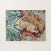 Viktorianische Dame mit rosafarbenen Blume im Haar Puzzle (Horizontal)