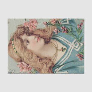 Viktorianische Dame mit rosafarbenen Blume im Haar Seidenpapier