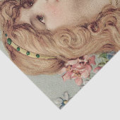 Viktorianische Dame mit rosafarbenen Blume im Haar Seidenpapier (Ausschnitt)