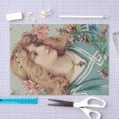 Viktorianische Dame mit rosafarbenen Blume im Haar Seidenpapier (Handwerk)