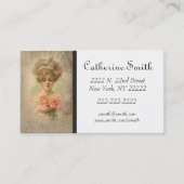 Viktorianische Dame mit Rose, die anrufen/ Visitenkarte (Vorderseite)