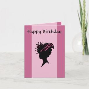 Viktorianische Dame Schwarze Silhouette Fancy Hut Karte
