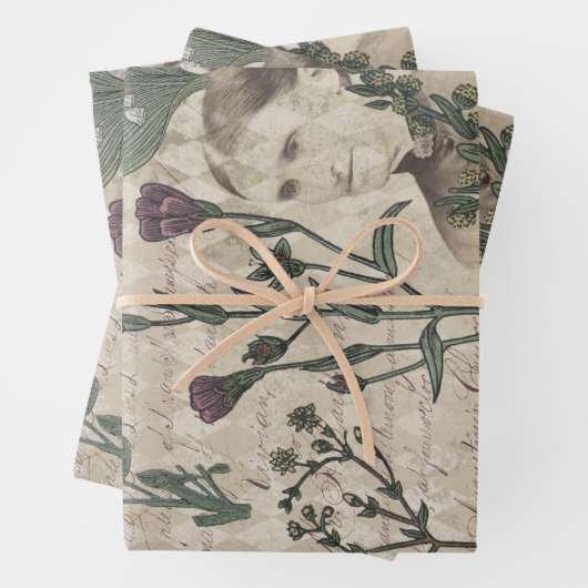 Viktorianische Dame und Blume Geschenkpapier Set (Beispiel)