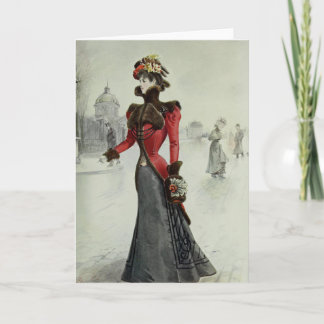 Viktorianische Dame-Vintage französische Mode - Feiertagskarte