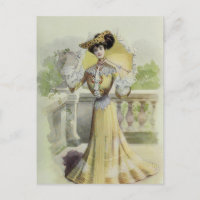 Viktorianische Dame–Vintage Französische Mode-Gelb
