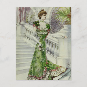 Viktorianische Dame –Vintage französische Mode–Grü Postkarte