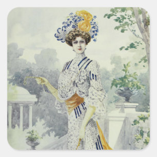 Viktorianische Dame – Vintage französische Mode –  Quadratischer Aufkleber