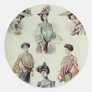 Viktorianische Dame – Vintage französische Mode – Runder Aufkleber