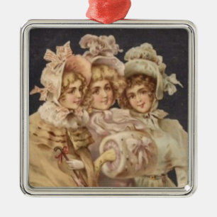 Viktorianische Damen Frauen Vintage Weihnachtsorna Ornament Aus Metall