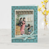 Viktorianische Damen & Herren am Meer Karte (Gelbe Blume)