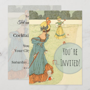 Viktorianische Damen Krocket Vintage Gartenparty Einladung