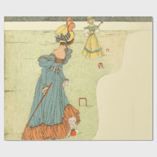 Viktorianische Damen Krocket Vintage Gartenparty Geschenkpapier