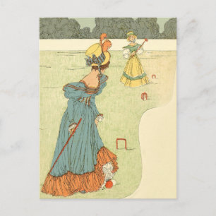 Viktorianische Damen Krocket Vintage Gartenparty Postkarte