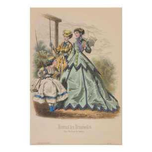 Viktorianische Damen Mädchen Park Paris Französisc Poster