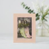 Viktorianische Damen mit Blume im Friedhof Postkarte (Stehend Vorderseite)