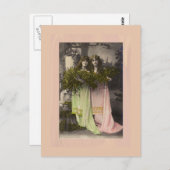 Viktorianische Damen mit Blume im Friedhof Postkarte (Vorne/Hinten)