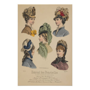 Viktorianische Damen mit Hüten Paris Französische  Poster