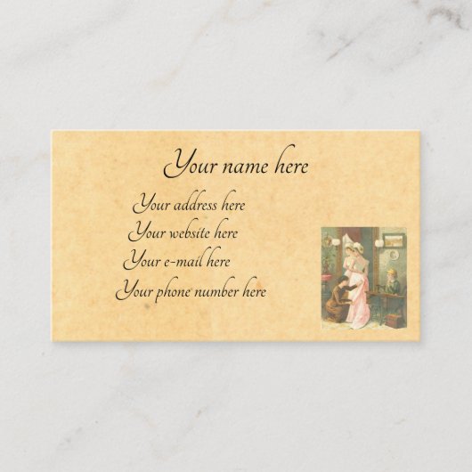 Viktorianische Damen Nähen Visitenkarte (Vorderseite)