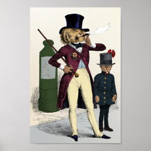Viktorianische Dandy Löwe rauchende Zigarre Poster