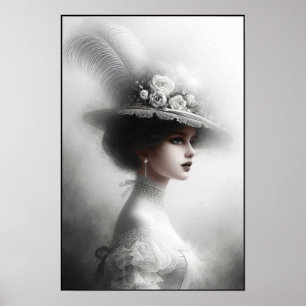 Viktorianische Debütantin in weißer Eleganz Poster