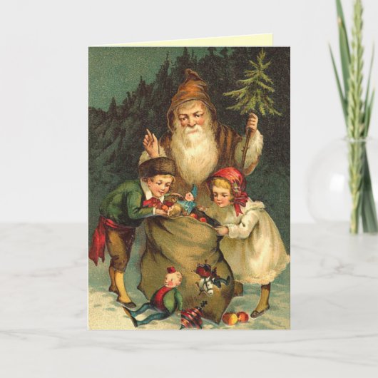 Viktorianische deutsche Santa Card Feiertagskarte (Vorderseite)