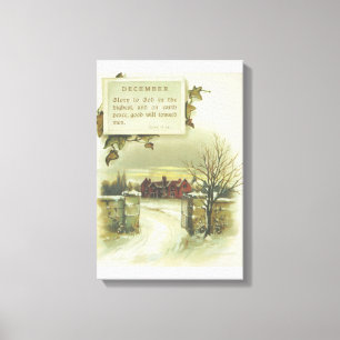 Viktorianische Dezember-Winterszene und Weihnachts Leinwanddruck