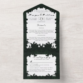 Viktorianische dunkelgrüne Hochzeitshülle All In One Einladung