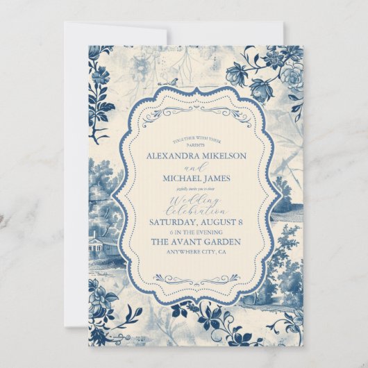 Viktorianische Dusty Blue Einladung (Vorderseite)