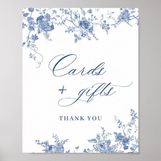 Viktorianische Dusty Blue French Garden Karten und Poster (Vorne)