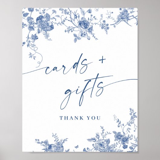 Viktorianische Dusty Blue French Garden Karten und Poster (Vorne)