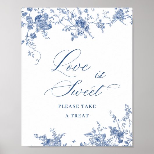 Viktorianische Dusty Blue French Garden Liebe ist  Poster (Vorne)