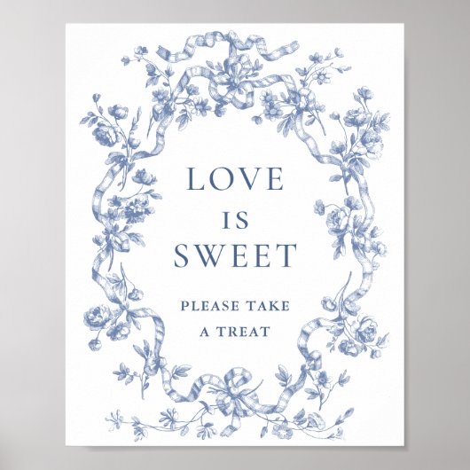 Viktorianische Dusty Blue French Garden Liebe ist  Poster (Vorne)