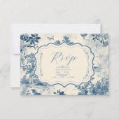 Viktorianische Dusty Blue RSVP Karte (Vorderseite)