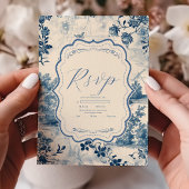 Viktorianische Dusty Blue RSVP Karte