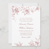 Viktorianische Dusty Blush Pink French Garden Wedd Einladung (Vorderseite)
