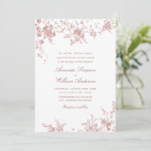 Viktorianische Dusty Blush Pink French Garden Wedd Einladung (Stehend Vorderseite)