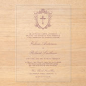Viktorianische Dusty Rose Katholische Hochzeit Acryleinladungen (Vorderseite)