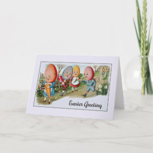 Viktorianische Egghead People Ostergrußkarte Feiertagskarte