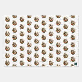 Viktorianische Eichhörnchen Wrapping Paper 3 Sheet Geschenkpapier Set