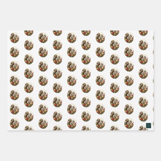 Viktorianische Eichhörnchen Wrapping Paper 3 Sheet Geschenkpapier Set (Vorderseite 3)