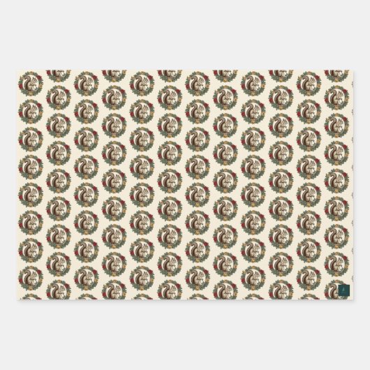 Viktorianische Eichhörnchen Wrapping Paper 3 Sheet Geschenkpapier Set (Vorderseite 2)