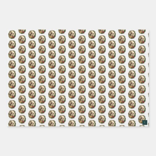 Viktorianische Eichhörnchen Wrapping Paper 3 Sheet Geschenkpapier Set (Vorderseite)