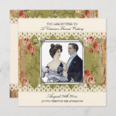Viktorianische Einladung zum Vintagen Hochzeitstag (Vorne/Hinten)