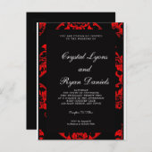 Viktorianische Einladung zur Hochzeit in Rot und S Postkarte (Vorne/Hinten)