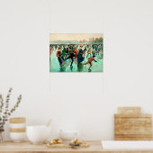 Viktorianische Eis Skaten Vintage Winterszene Poster (Küche)